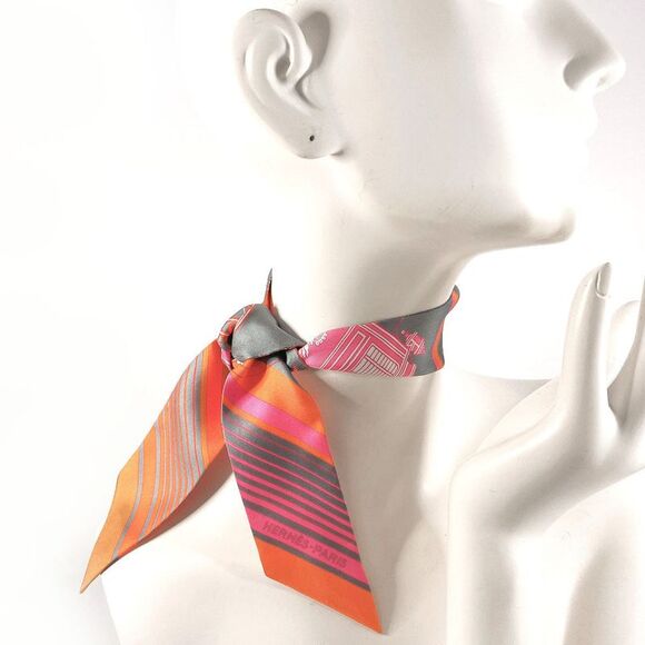 Hermes Silk Ex Libris Twilly Scarf - Picture 6 of 6